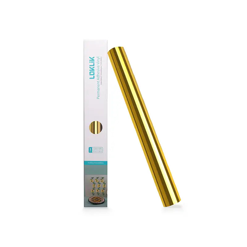 Folie vinilică metalizată cu efect de oglindă, cu adeziv permanent – Auriu – 30,5 x 180 cm